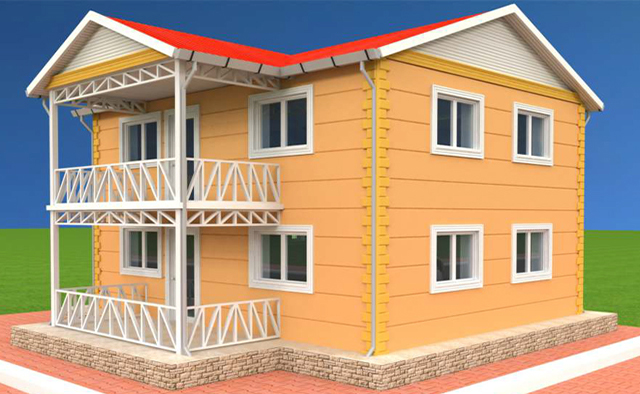 114 metrekare iki katlı prefabrik ev