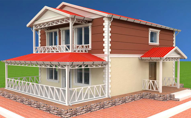 122 metrekare iki katlı prefabrik ev