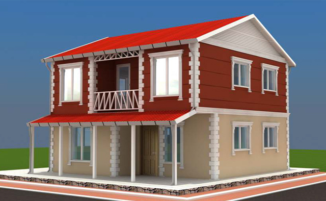 131 metrekare iki katlı prefabrik ev