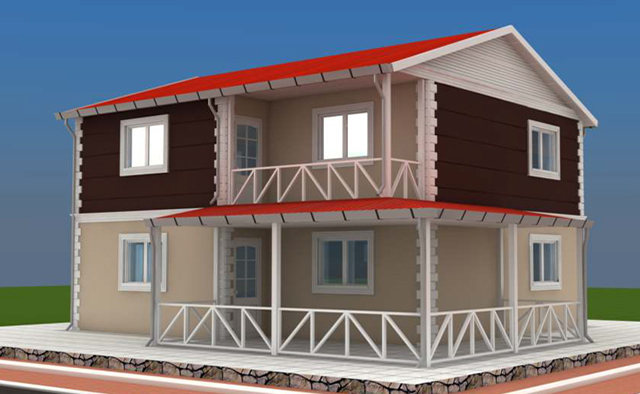 145 metrekare iki katlı prefabrik ev